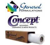 General Formulations Concept 214 Promotional Calendered Matte White Inkjet Vinyl With Black Permanent Adhesive 3.2 Mil